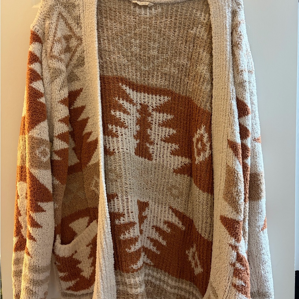 Altar'd State Beige and Rust Patterned Cardigan